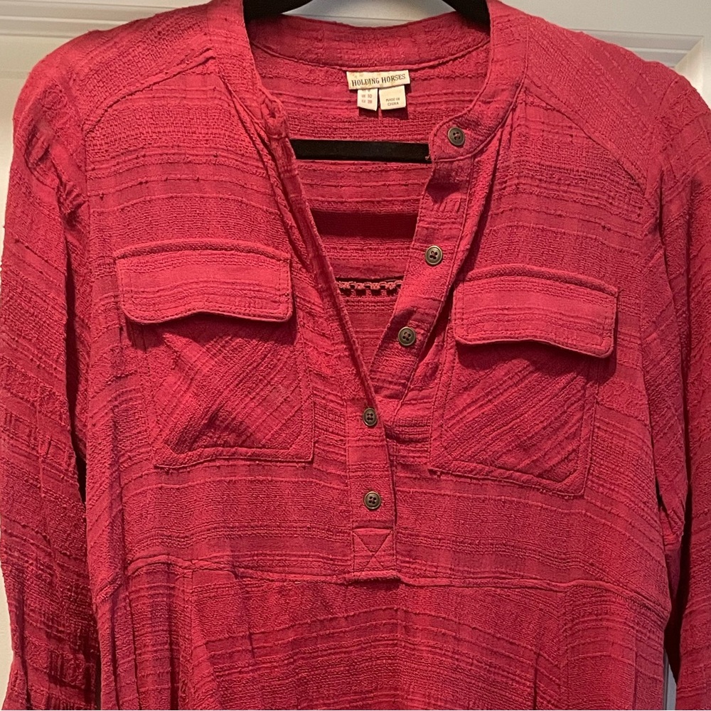 Holding Horses Anthropologie Pocket Hi-Low Shirtdress